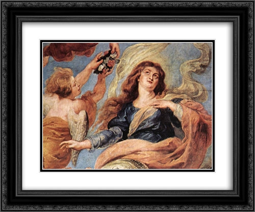 Assumption of the Virgin [detail: 1] 24x20 Black Ornate Wood Framed Art Print Poster with Double Matting by Rubens, Peter Paul