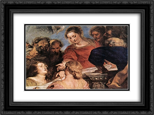 Assumption of the Virgin [detail: 2] 24x18 Black Ornate Wood Framed Art Print Poster with Double Matting by Rubens, Peter Paul