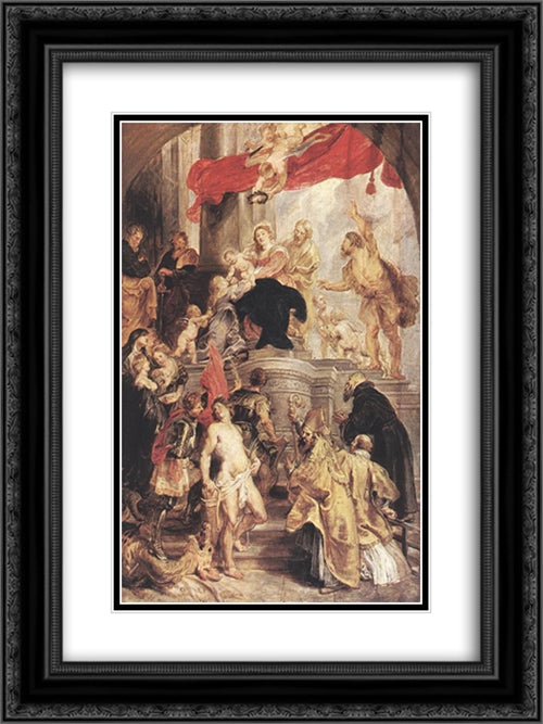 Bethrotal of St Catherine (sketch) 18x24 Black Ornate Wood Framed Art Print Poster with Double Matting by Rubens, Peter Paul