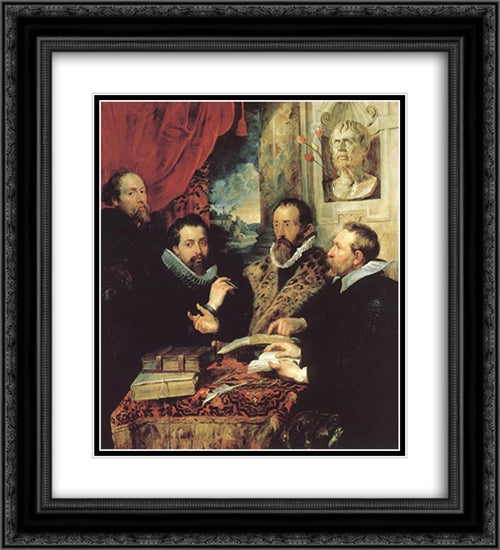 The Four Philosophers 20x22 Black Ornate Wood Framed Art Print Poster with Double Matting by Rubens, Peter Paul