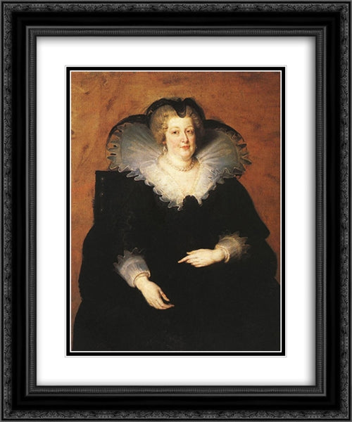 Marie de Medici, Queen of France 20x24 Black Ornate Wood Framed Art Print Poster with Double Matting by Rubens, Peter Paul