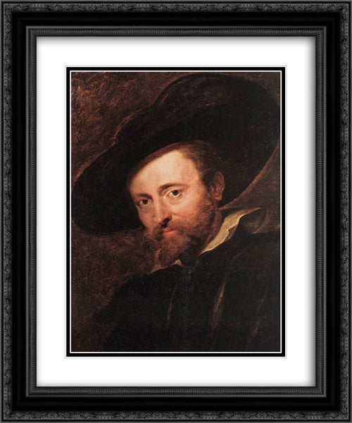 Self-Portrait 20x24 Black Ornate Wood Framed Art Print Poster with Double Matting by Rubens, Peter Paul