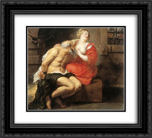 Simon and Pero (Roman Charity) 22x20 Black Ornate Wood Framed Art Print Poster with Double Matting by Rubens, Peter Paul