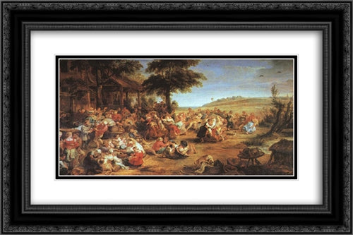 The Village Fete 24x16 Black Ornate Wood Framed Art Print Poster with Double Matting by Rubens, Peter Paul