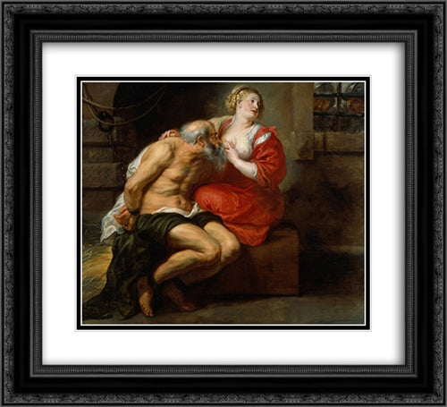 Cimon and Pero 22x20 Black Ornate Wood Framed Art Print Poster with Double Matting by Rubens, Peter Paul