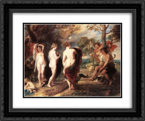 The Judgment of Paris 24x20 Black Ornate Wood Framed Art Print Poster with Double Matting by Rubens, Peter Paul