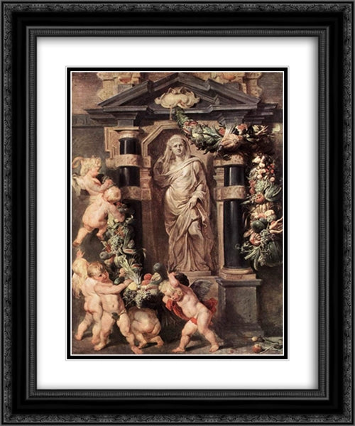 The Statue of Ceres 20x24 Black Ornate Wood Framed Art Print Poster with Double Matting by Rubens, Peter Paul