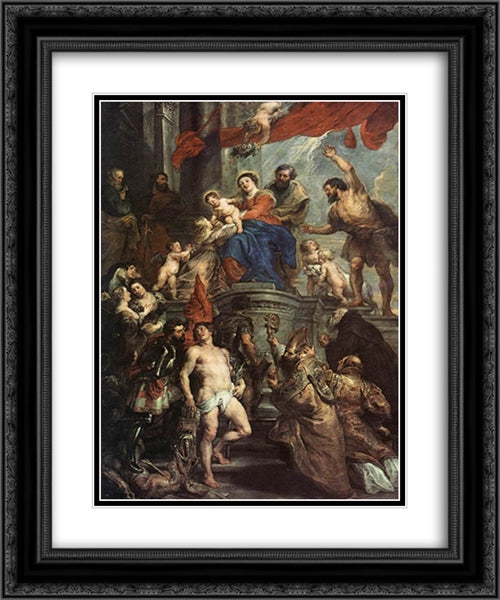 Madonna Enthroned with Child and Saints 20x24 Black Ornate Wood Framed Art Print Poster with Double Matting by Rubens, Peter Paul