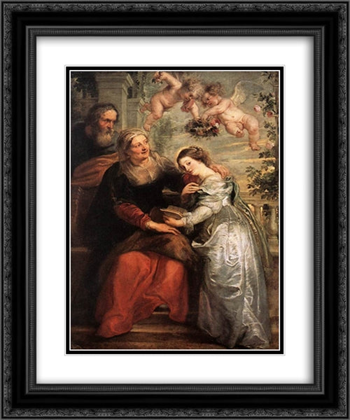 The Education of the Virgin 20x24 Black Ornate Wood Framed Art Print Poster with Double Matting by Rubens, Peter Paul