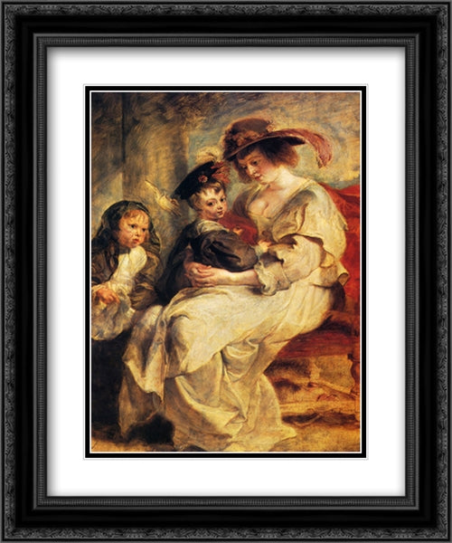 Helene Fourment With Two Of Her Children, Claire-Jeanne And Francois 20x24 Black Ornate Wood Framed Art Print Poster with Double Matting by Rubens, Peter Paul