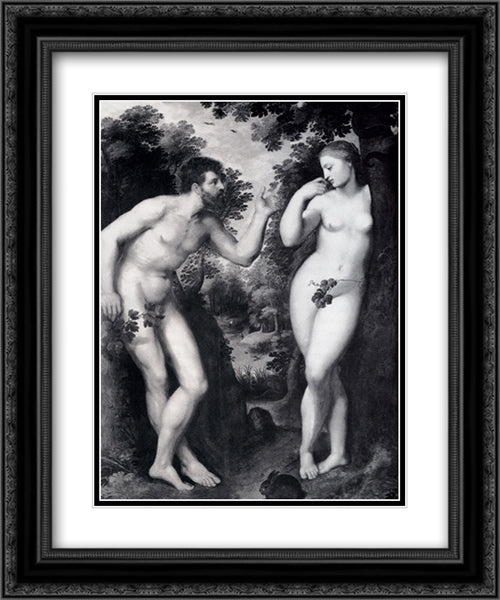 The Fall Of Man 20x24 Black Ornate Wood Framed Art Print Poster with Double Matting by Rubens, Peter Paul