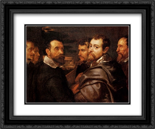 The Mantuan Circle Of Friends 24x20 Black Ornate Wood Framed Art Print Poster with Double Matting by Rubens, Peter Paul