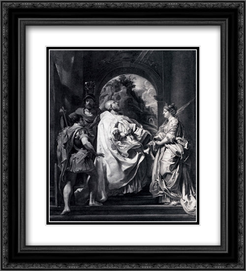 Modello For St. Gregory With Saints Domitilla, Maurus, And Papianus 20x22 Black Ornate Wood Framed Art Print Poster with Double Matting by Rubens, Peter Paul