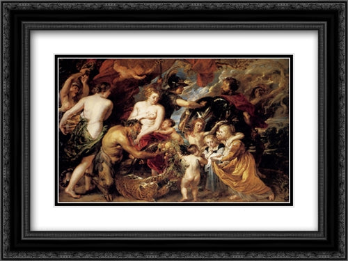 Peace and War 24x18 Black Ornate Wood Framed Art Print Poster with Double Matting by Rubens, Peter Paul