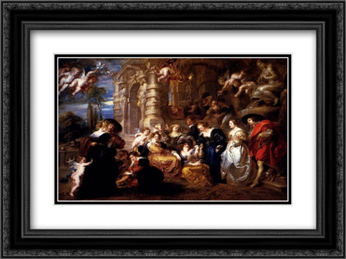 The Garden Of Love 24x18 Black Ornate Wood Framed Art Print Poster with Double Matting by Rubens, Peter Paul