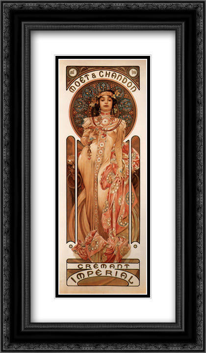 Moet & Chandon Cremant Imperial 14x24 Black Ornate Wood Framed Art Print Poster with Double Matting by Mucha, Alphonse