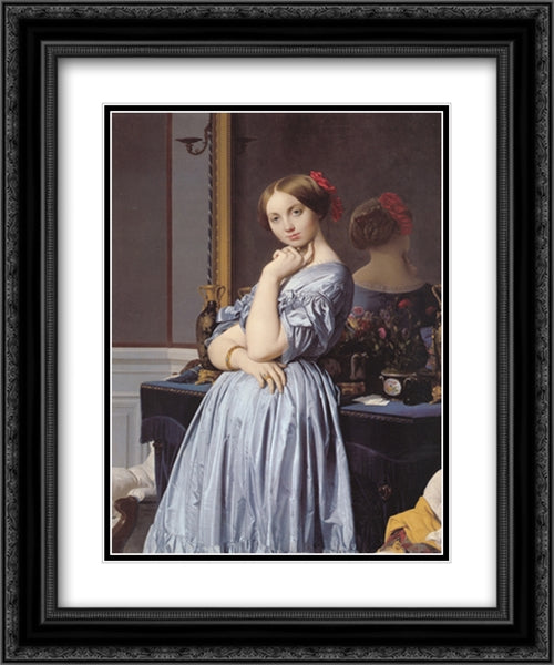 Vicomtess Othenin d'Haussonville, nee Louise-Albertine de Broglie 20x24 Black Ornate Wood Framed Art Print Poster with Double Matting by Ingres, Jean Auguste Dominique