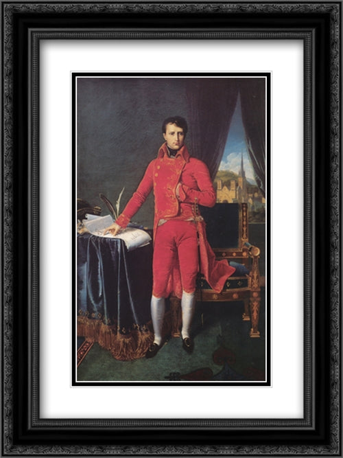 Bonaparte as First Consul 18x24 Black Ornate Wood Framed Art Print Poster with Double Matting by Ingres, Jean Auguste Dominique