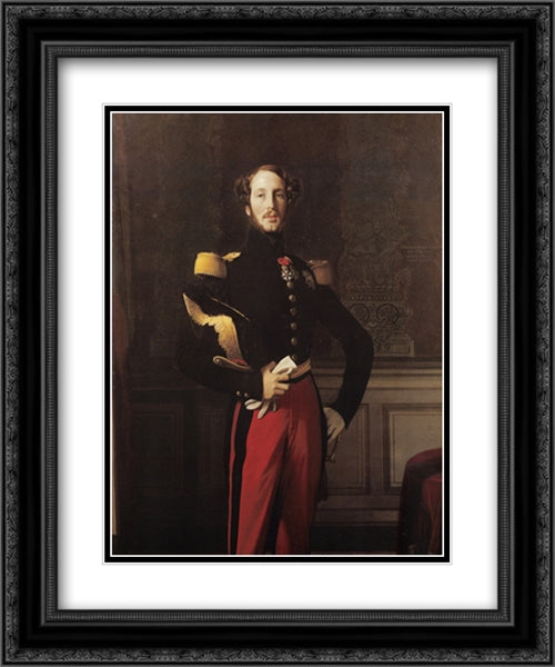 Ferdinand-Philippe-Louis-Charles-Henri, Duc d'Orleans 20x24 Black Ornate Wood Framed Art Print Poster with Double Matting by Ingres, Jean Auguste Dominique