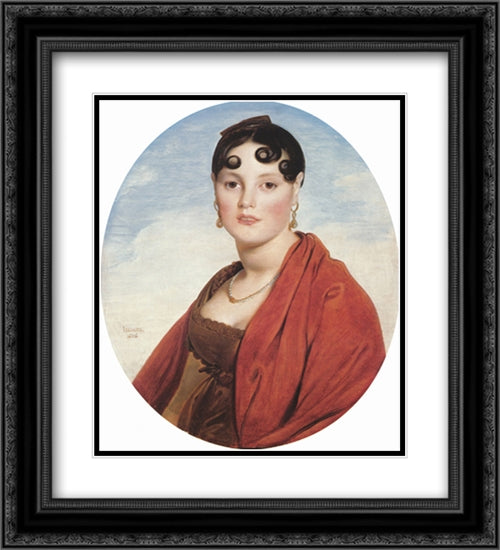 Madame Aymon, known as La Belle Zelie 20x22 Black Ornate Wood Framed Art Print Poster with Double Matting by Ingres, Jean Auguste Dominique