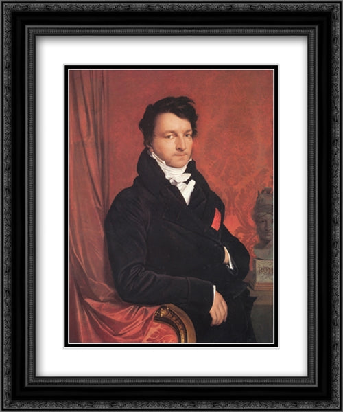 Jacques Marquet, Baron de Montbreton de Norvins 20x24 Black Ornate Wood Framed Art Print Poster with Double Matting by Ingres, Jean Auguste Dominique