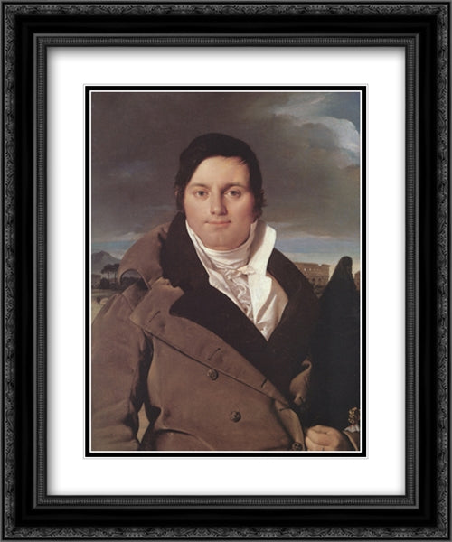 Joseph-Antoine Moltedo 20x24 Black Ornate Wood Framed Art Print Poster with Double Matting by Ingres, Jean Auguste Dominique