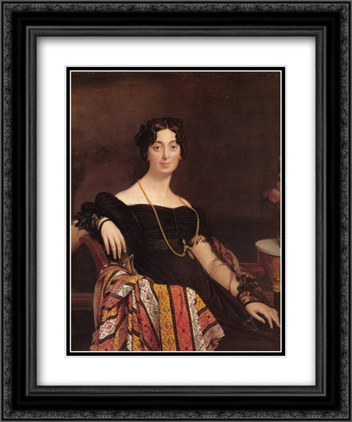 Madame Jacques-Louis Leblanc, nee Francoise Poncelle 20x24 Black Ornate Wood Framed Art Print Poster with Double Matting by Ingres, Jean Auguste Dominique