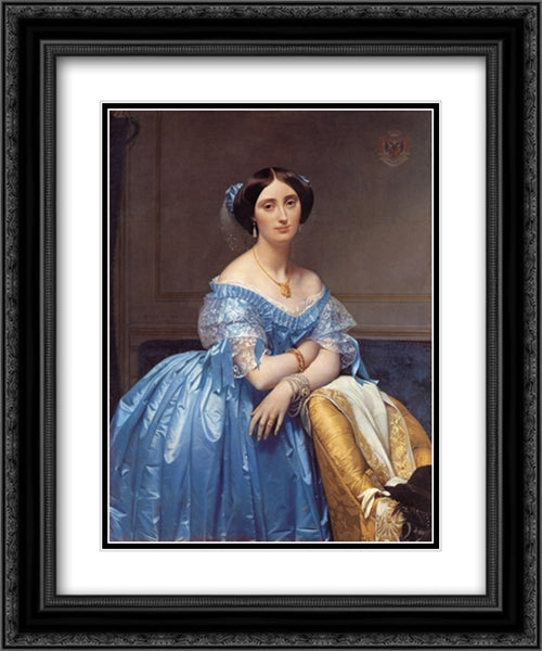 Princesse Albert de Broglie, nee Josephine-Eleonore-Marie-Pauline de Galard de Brassac de Bearn 20x24 Black Ornate Wood Framed Art Print Poster with Double Matting by Ingres, Jean Auguste Dominique