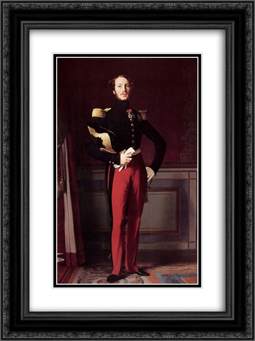 Ferdinand-Philippe-Louis-Charles-Henri, Duc d'Orleans 18x24 Black Ornate Wood Framed Art Print Poster with Double Matting by Ingres, Jean Auguste Dominique