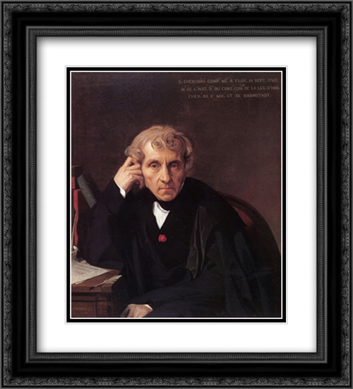 Maria Luigi Carlo Zenobio Salvatore Cherubini 20x22 Black Ornate Wood Framed Art Print Poster with Double Matting by Ingres, Jean Auguste Dominique