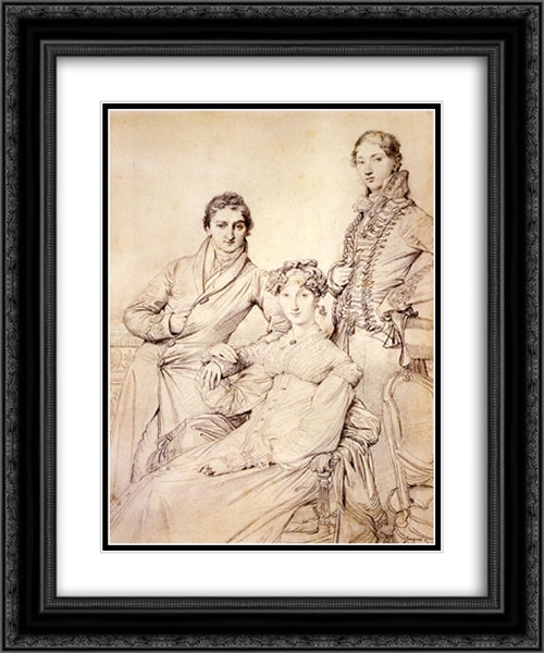 Jospeh Woodheda and his wife, born Harriet Comber, and her Brother, Henry George Wandesford Comber 20x24 Black Ornate Wood Framed Art Print Poster with Double Matting by Ingres, Jean Auguste Dominique