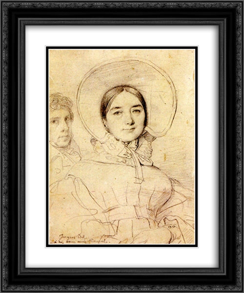 Madame Jean Auguste Dominique Ingres, born Madeleine Chapelle 20x24 Black Ornate Wood Framed Art Print Poster with Double Matting by Ingres, Jean Auguste Dominique