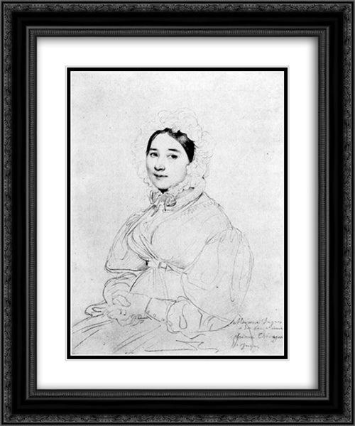 Madame Jean Auguste Dominique Ingres, born Madeleine Chapelle 20x24 Black Ornate Wood Framed Art Print Poster with Double Matting by Ingres, Jean Auguste Dominique