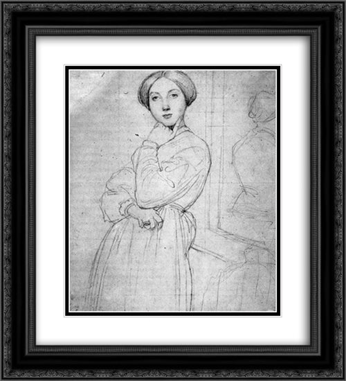 Study for Vicomtesse d'Hausonville, born Louise Albertine de Broglie 20x22 Black Ornate Wood Framed Art Print Poster with Double Matting by Ingres, Jean Auguste Dominique