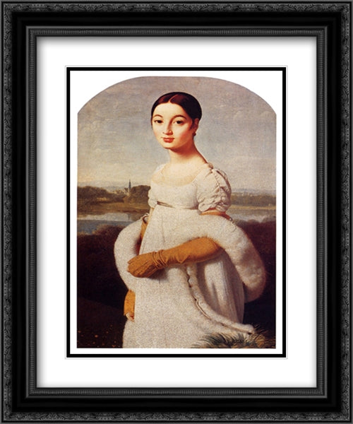 Portrait Of Mademoiselle Caroline Riviere 20x24 Black Ornate Wood Framed Art Print Poster with Double Matting by Ingres, Jean Auguste Dominique