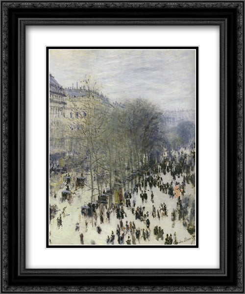 Boulevard des Capucines 20x24 Black Ornate Wood Framed Art Print Poster with Double Matting by Monet, Claude