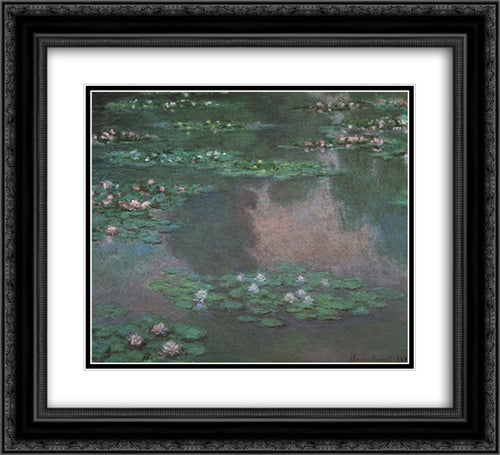 Water Lillies I 22x20 Black Ornate Wood Framed Art Print Poster with Double Matting by Monet, Claude