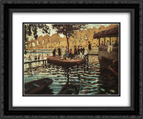 La Grenouillere 24x20 Black Ornate Wood Framed Art Print Poster with Double Matting by Monet, Claude