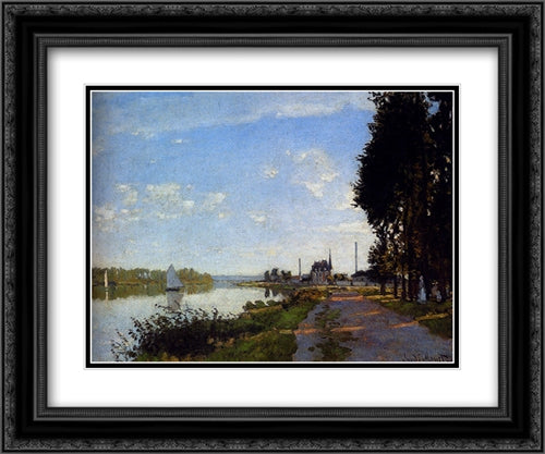 Argenteuil 24x20 Black Ornate Wood Framed Art Print Poster with Double Matting by Monet, Claude