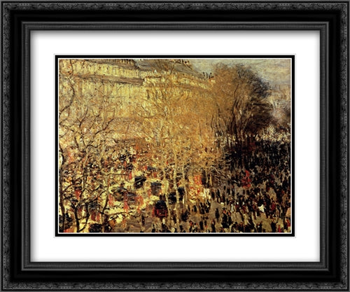 Boulevard Des Capucines 24x20 Black Ornate Wood Framed Art Print Poster with Double Matting by Monet, Claude