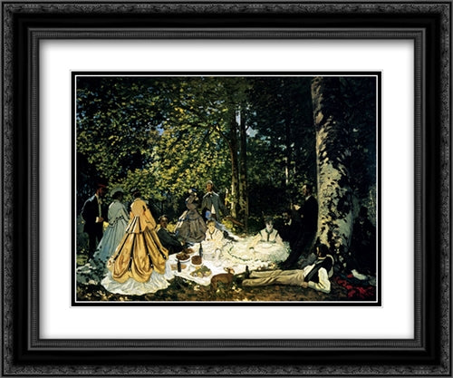 Dejeuner Sur L'Herbe A Chailly 24x20 Black Ornate Wood Framed Art Print Poster with Double Matting by Monet, Claude