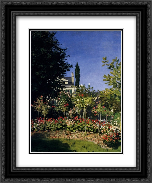 Garden In Flower At Sainte-Adresse 20x24 Black Ornate Wood Framed Art Print Poster with Double Matting by Monet, Claude