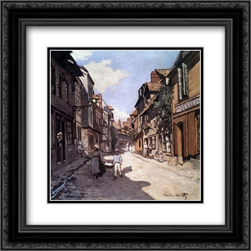 Rue De La Bavolle, Honfleur 20x20 Black Ornate Wood Framed Art Print Poster with Double Matting by Monet, Claude