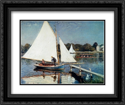 Sailing At Argenteuil 24x20 Black Ornate Wood Framed Art Print Poster with Double Matting by Monet, Claude