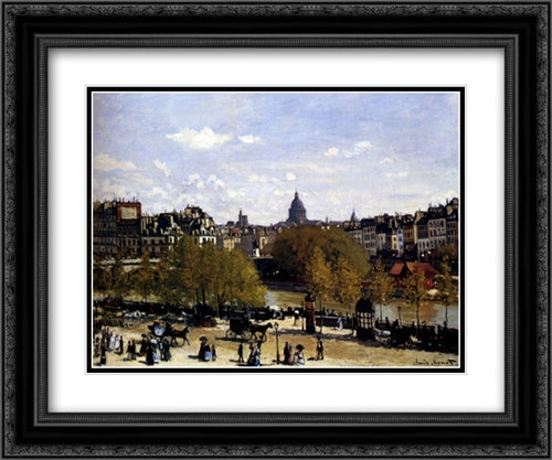 The Quai Du Louvre, Paris 24x20 Black Ornate Wood Framed Art Print Poster with Double Matting by Monet, Claude