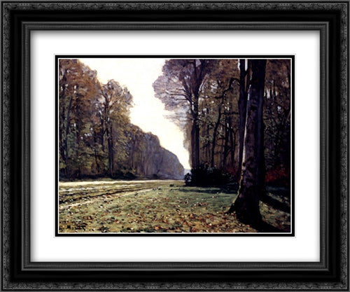 The Road To Chailly 24x20 Black Ornate Wood Framed Art Print Poster with Double Matting by Monet, Claude