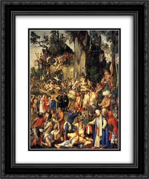 Matyrdom of the Ten Thousand 20x24 Black Ornate Wood Framed Art Print Poster with Double Matting by Durer, Albrecht