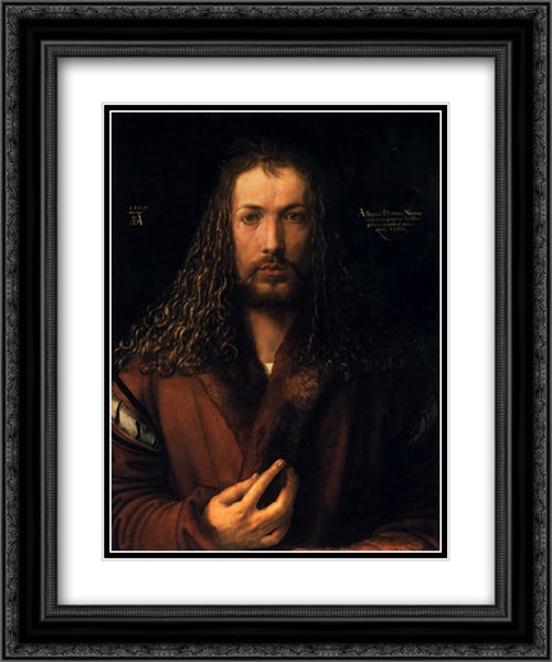 Self Portrait 20x24 Black Ornate Wood Framed Art Print Poster with Double Matting by Durer, Albrecht