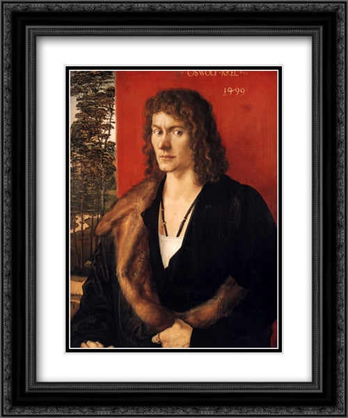 Portrait of Oswald Krel 20x24 Black Ornate Wood Framed Art Print Poster with Double Matting by Durer, Albrecht