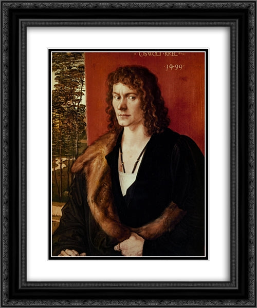 Portrait of a Man 20x24 Black Ornate Wood Framed Art Print Poster with Double Matting by Durer, Albrecht